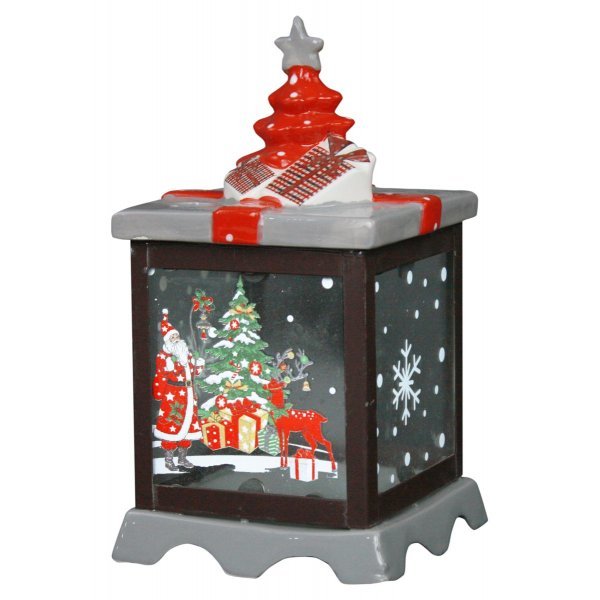 Χριστουγεννιάτικη Κεραμική Μπισκοτιέρα Γκρι με Δεντράκι (19cm)